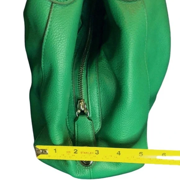 COACH Edie Green Leather Horse and Carriage Embossed Three Section Shoulder Bag - Picture 15 of 17